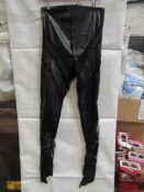 5x Pretty Little Thing Shape Black Faux Leather Lace Insert Leggings, Size 14, New & Packaged.