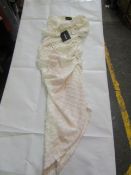 PrettyLittleThing Cream Textured Cross Front Halterneck Midaxi Dress, Size: 4 - Good Condition