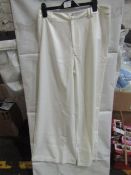 2x PrettyLittleThing White Woven Double Belt Loop Suit Trousers, Size: 12 - New & Packaged.