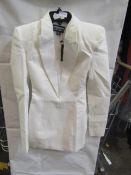 PrettyLittleThing White Tailored Satin Lapel Blazer Dress, Size: 4 - Good Condition With Tag.