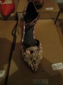 JD Williams Sole Diva Rose Pearl Heeled Shoes, Size: 5E - Unused & Boxed.