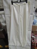 2x PrettyLittleThing White Woven Double Belt Loop Suit Trousers, Size: 8 - New & Packaged.