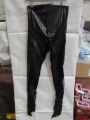 1x Box Containing Approx 40x Pretty Little Thing Shape Black Faux Leather Lace Insert Leggings, Size