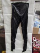 5x Pretty Little Thing Shape Black Faux Leather Lace Insert Leggings, Size 14, New & Packaged.