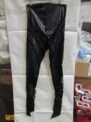 5x Pretty Little Thing Shape Black Faux Leather Lace Insert Leggings, Size 14, New & Packaged.