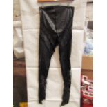 1x Box Containing Approx 40x Pretty Little Thing Shape Black Faux Leather Lace Insert Leggings, Size