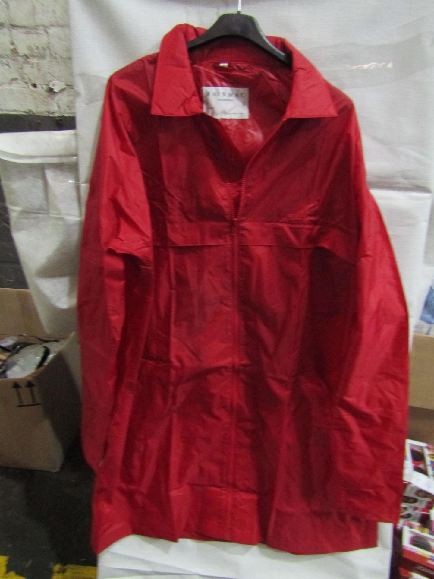 Rainmac Ladies Red Thin Rain Coat, Size: 22 - Unused & Packaged.