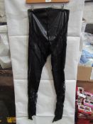 5x Pretty Little Thing Shape Black Faux Leather Lace Insert Leggings, Size 12, New & Packaged.