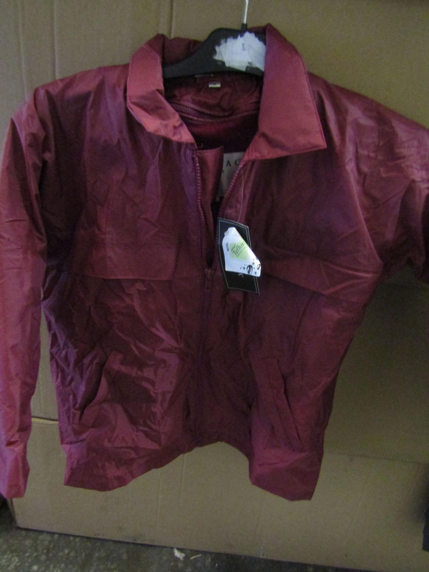 Teflon Fabric Protector Rain Coat With Inner Fleece, Size 14, Red, Unworn & Packaged.