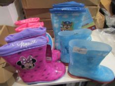4x Childrens Wellingtons Being - Mini Mouse Wellingtons Size 26 - Peppa Pig Wellingtons Size 22 -