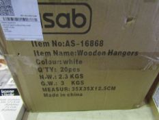 Asab Box Of 20x Wooden White Coat Hangers - Unchecked & Boxed.