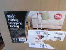 Asab Folding Shopping Trolly, Black/Red With 35KG Capacity - Unchecked & Boxed.