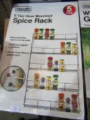 Asab 5-Tier Door Mounted Spice Rack - Unchecked & Boxed.