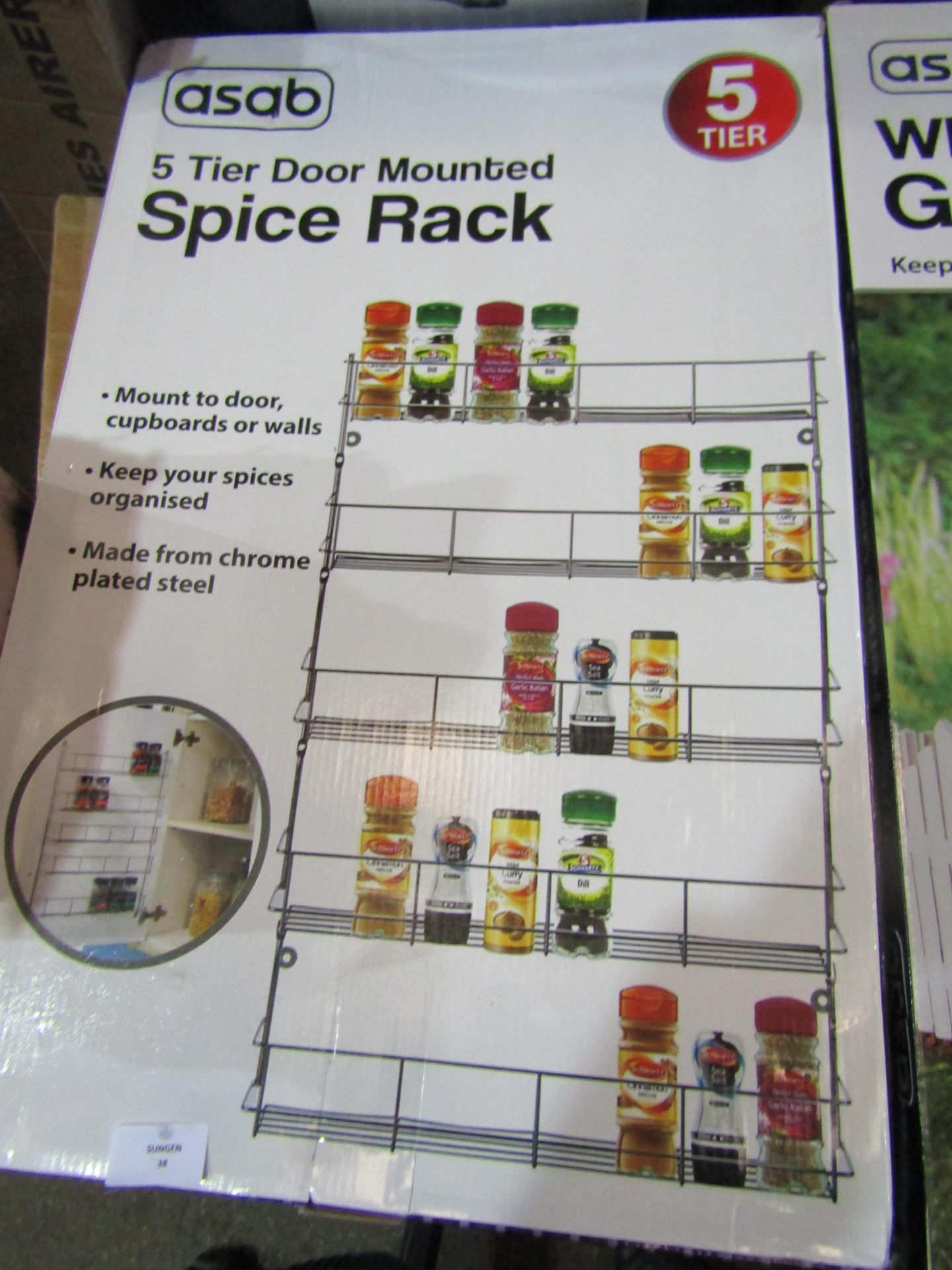 Asab 5-Tier Door Mounted Spice Rack - Unchecked & Boxed.
