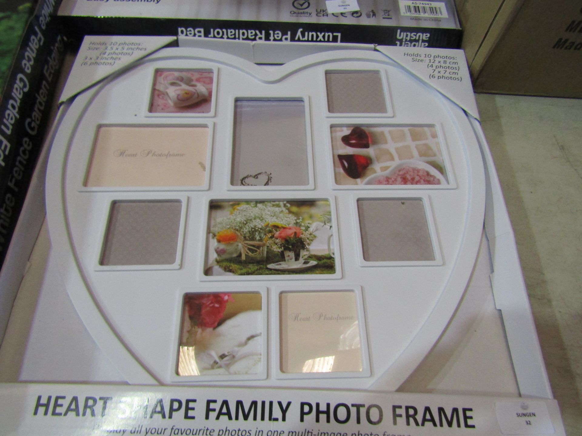 Heart Shape Family Photo Frame, White - Good Condition & Boxed - Please See Picture For Further