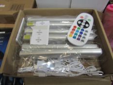 1 x Set of 6 LED ReChargeable Cabinet Lights Colour Changing or Plain White With Remote New & Boxed