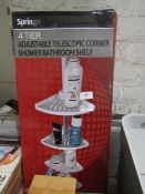 Springo 4-Tier Adjustable Telescopic Corner Shower Bathroom Shelf - Unchecked & Boxed.