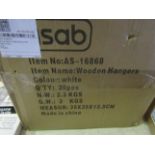 Asab Box Of 20x Wooden White Coat Hangers - Unchecked & Boxed.