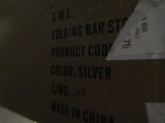 Asab Folding Bar Stools In Silver - Unchecked & Boxed.