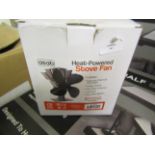 Asab Heat Powered Stove Fan, 4 Blades Dims, 19.5x17.5x9cm, Unchecked & Boxed.