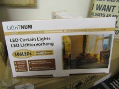 Lightnum LED Curtain Lights 8 Lightning Modes, Unchecked & Boxed.