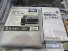 2x Items Being - 1x Guohaoi Cooling Blanket, Size: 50" x 70" - 1x Asab Windscreen Car Cover, Size: