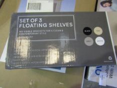 Set Of 3 Floating Shelves In White - Unchecked & Boxed.