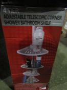 Springo 4-Tier Adjustable Telescopic Bathroom Corner Shelf Caddy - Unchecked & Boxed.