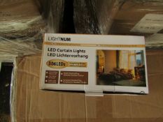 24x Lightnum LED 3mtr Light curtains with 306 LED and 8 modes, new and boxed.