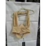 4x Pretty Little Thing Oatmeal Linen Look Cross Front Corset- Size 16, New & Packaged.