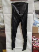 5x Pretty Little Thing Shape Black Faux Leather Lace Insert Leggings, Size 16, New & Packaged.