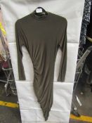 Missguided High Neck Cut Out Midaxi Dress, Slinky, Khaki - Size 6, New & Packaged.