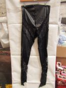 1x Box Containing Approx 40x Pretty Little Thing Shape Black Faux Leather Lace Insert Leggings, Size