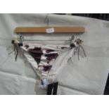 2x Pretty Little Thing Brown Cow Print Beaded Tie Bikini Bottoms - Size 16, New & Packaged.