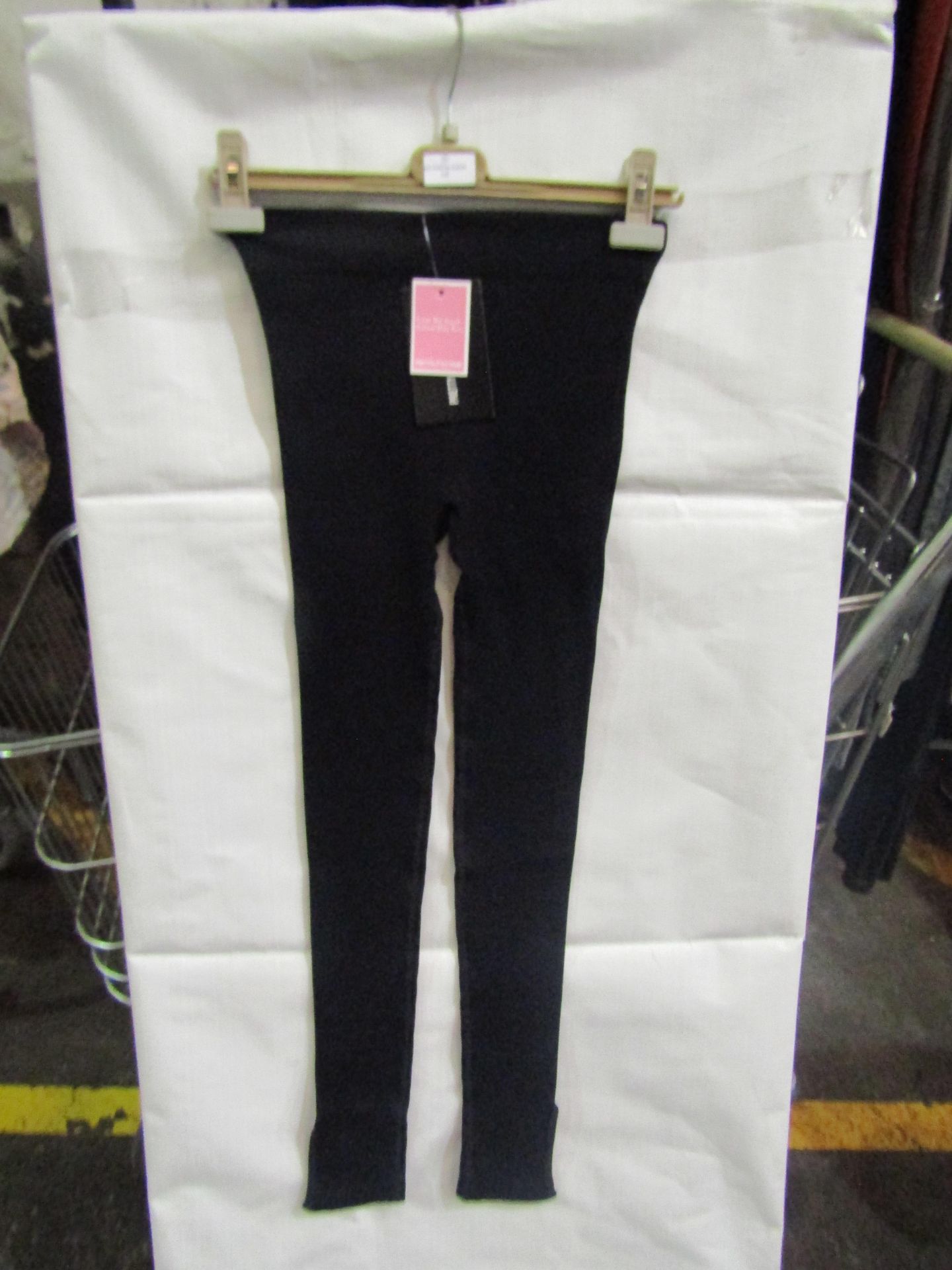 2x Pretty Little Thing Shape Black Colour Ribbed Split Hem Leggings - Size Small, New & Packaged.
