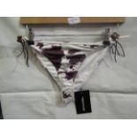 2x Pretty Little Thing Brown Cow Print Beaded Tie Bikini Bottoms - Size 10, New & Packaged.