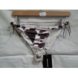 2x Pretty Little Thing Brown Cow Print Beaded Tie Bikini Bottoms - Size 14, New & Packaged.