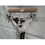 2x Pretty Little Thing Brown Cow Print Beaded Tie Bikini Bottoms - Size 8, New & Packaged.