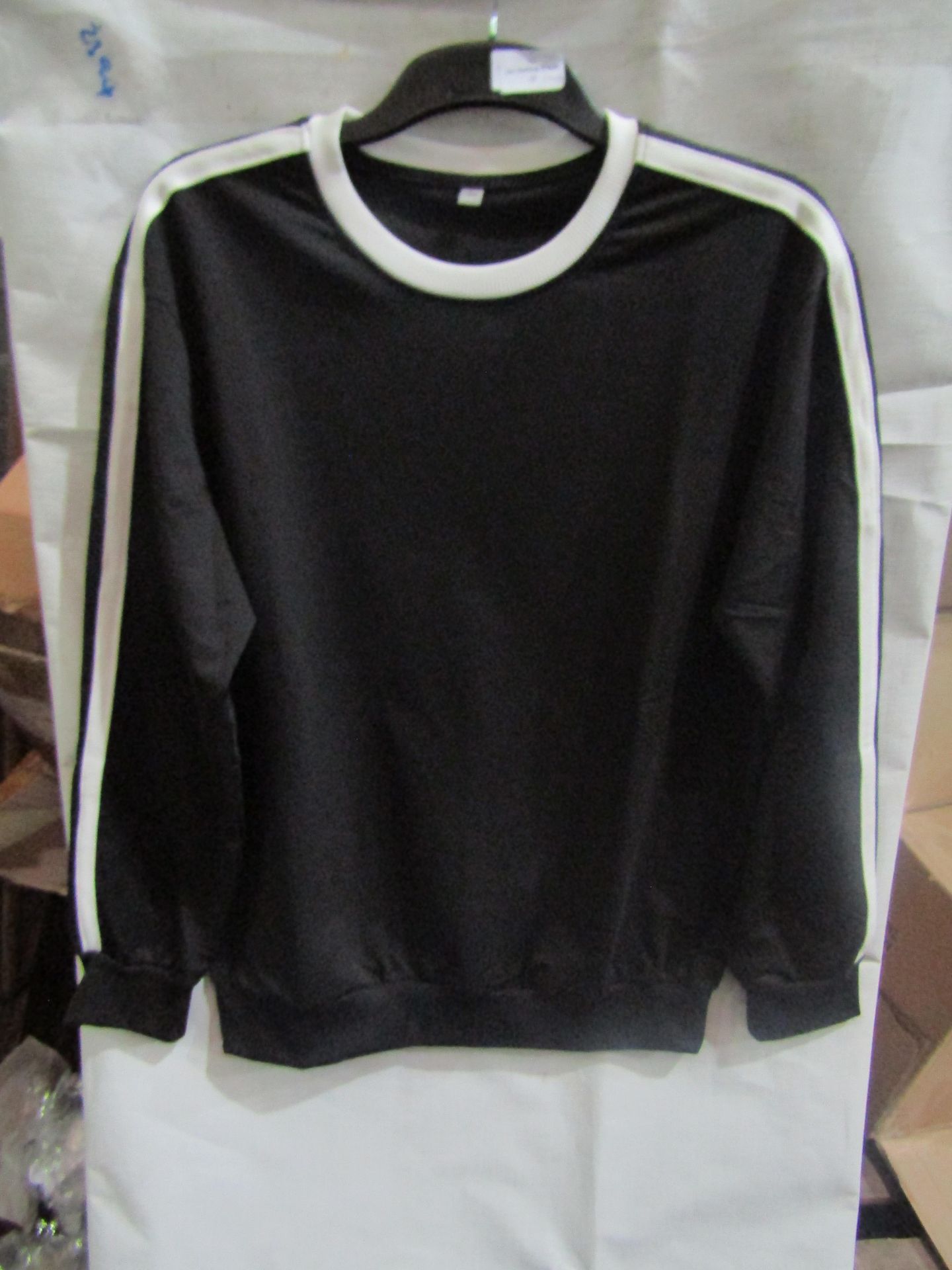 Black Jumper With White Trim, Size: L - Good Condition.