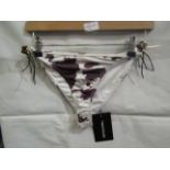 2x Pretty Little Thing Brown Cow Print Beaded Tie Bikini Bottoms - Size 12, New & Packaged.