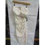 4x Pretty Little Thing Cream Textured Cross Front Halterneck Midaxi Dress- Size 6, New & Packaged.