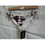 2x Pretty Little Thing Brown Cow Print Beaded Tie Bikini Bottoms - Size 8, New & Packaged.