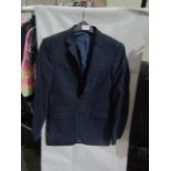 M&S Mens Navy Tailored Fit Performance Suit Jacket, Size: Chest 36" Long - Good Condition.