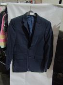 M&S Mens Navy Tailored Fit Performance Suit Jacket, Size: Chest 36" Long - Good Condition.
