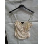 2x PrettyLittleThing Champagne Mesh Ruched Diamante Bust Trim Top, Size: 6 - New & Packaged.