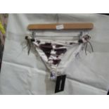 5x Pretty Little Thing Brown Cow Print Beaded Tie Bikini Bottoms - Size 8, New & Packaged.