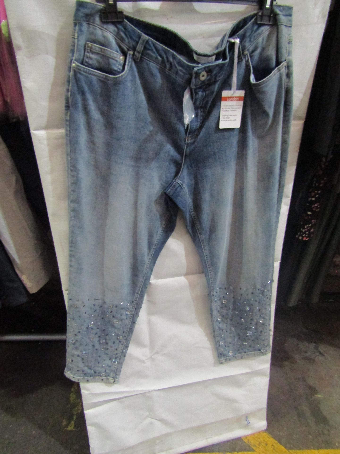 CreationL Ladies Jeans With Gems On The Bottom Of The Legs, Size: 22p - Good Condition.