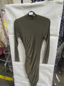 Missguided High Neck Cut Out Midaxi Dress, Slinky, Khaki - Size 14, New & Packaged.