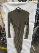 Missguided High Neck Cut Out Midaxi Dress, Slinky, Khaki - Size 10, New & Packaged.