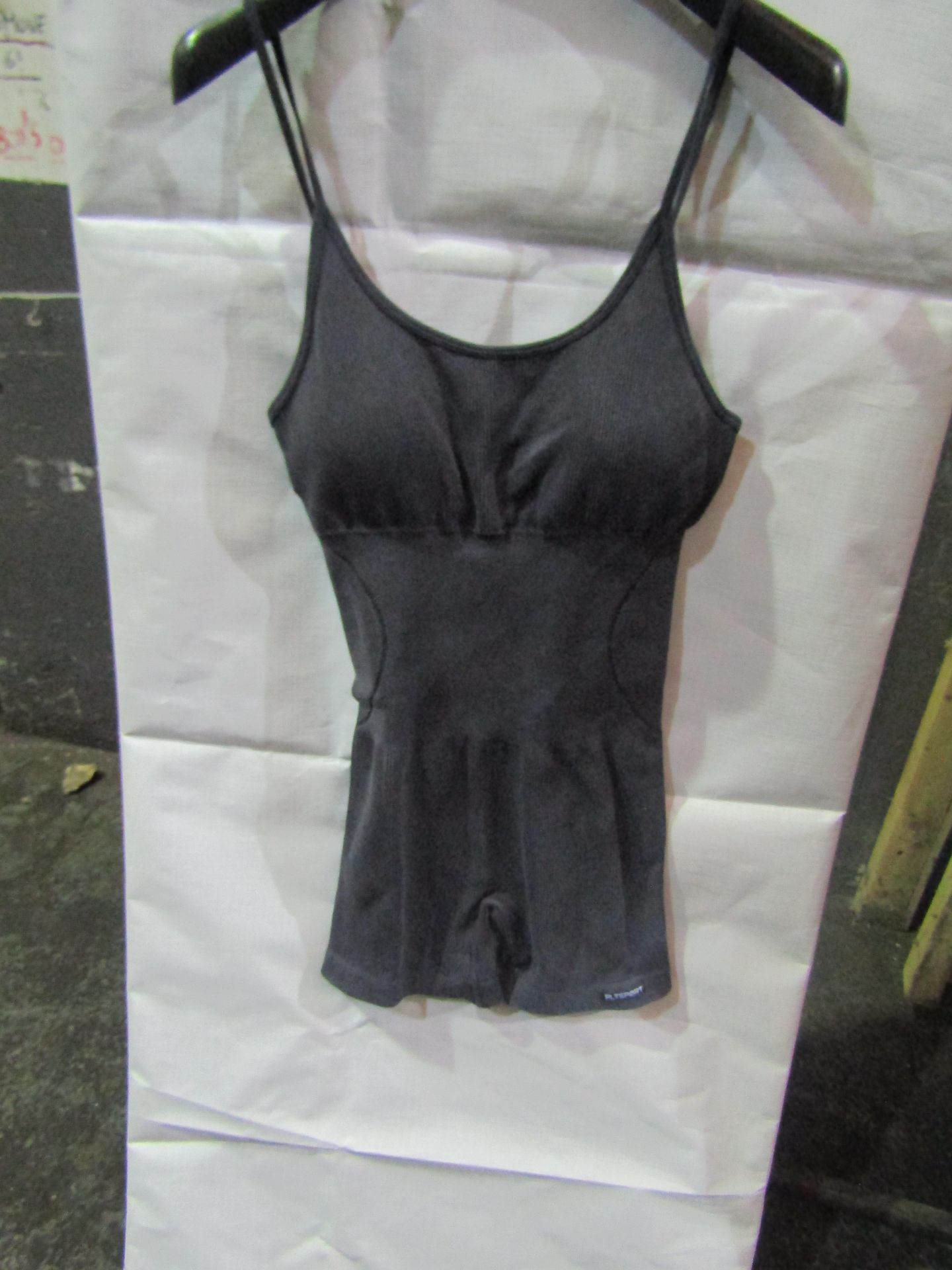 PrettyLittleThing Charcoal Acid Wash Seamless Mini Gym Unitard, Size: L - Good Condition With Tag.